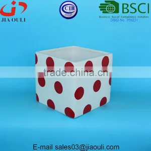 Glazed White With Red Polka Dots Ceramic Pot Plant White Square Cube, Pot Plant White thumbnail-3