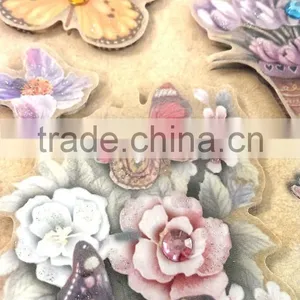 3D Elegant Lily & Sunflower & Butterfly Design Sticker, Decorative Glitter Sticker With Color Gems/Rhinestone thumbnail-6