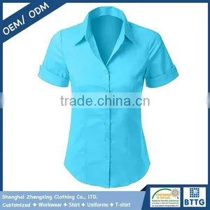 Womens Tailored Short Sleeve Button Down Shirt thumbnail-2