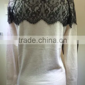2015 New Fashion Young Lady Sweater With Lace thumbnail-3