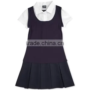 Girls' or Little Girls' Uniform 2-in-1 Pleated Dress thumbnail-1