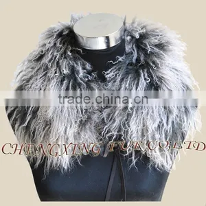Detachable Genuine Tibetan Lamb Fur Banded Collar thumbnail-1