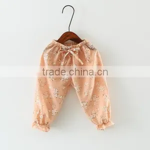 Children's Trousers Summer Baby Air Conditioning Thin Pants Cotton and Linen Printed Girls Children's Lantern Pants thumbnail-3