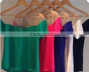 Gauze Stiching Chiffon Short Sleeve Blouse Summer New Design Blouse thumbnail-2