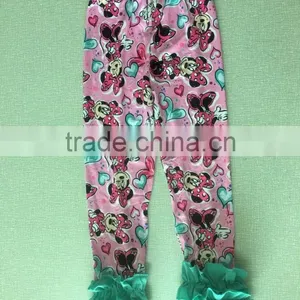 2016 Girls Boutique Clothing Baby Icing Ruffle Pants Knitted Cotton Sew Sassy Pants Design Icing Leggings Childrens Ruffle Pants thumbnail-2