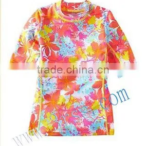 Kid's Flower Printed Short Sleeve Rash t Shirt for Girl thumbnail-1