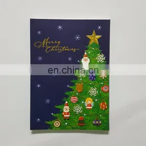 Factory Low Price Musical Led Light Custom Christmas Greeting Cards With Battery thumbnail-1