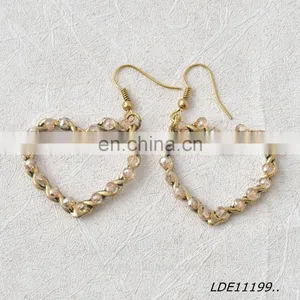 Lastest Design Antique Gold Wire-wound Heart Drop Earing Handmade Beaded Earring thumbnail-1