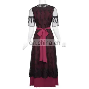 Belle Poque Sexy Women's Retro Vintage Half Sleeve V-Neck Lace Victorian Style Dress BP000247-2 thumbnail-2