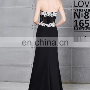 Grace Karin Hot Sale Sweetheart Neckline Chiffon Split Leg Long Black Lace Prom Dress CL7519 thumbnail-4