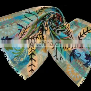 AZO FREE & COLOR FAST 100% MERINO WOOL PRINTED JACQUARD SCARF FOR RETAIL / WHOLESALE / PROMOTION thumbnail-1