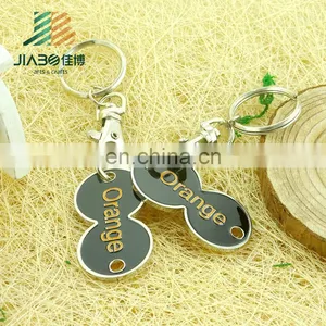 Custom Metal Soft Enamel Logo Engarved Trolley Coin Keyring thumbnail-3
