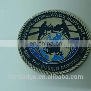 China Factory OEM Double Side 3D Challenge Coin, 3D Silver Airplane Challenge Coin, Collection Coin Brass Stamped Soft Enamel thumbnail-2