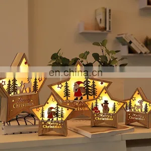 Christmas LED Light 3D Wooden Star Twinkle Battery Powered Christmas Lamp Holiday Party Decorative Fairy Lights thumbnail-1