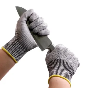 Cut Resistant Level 5 UHMWPE Anti Cut Gloves Cut Resistance Gloves PU Palm Coated Cut Proof Gloves thumbnail-1