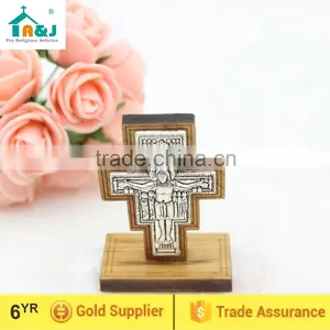 A&J San Damiano Wooden Standing Cross,car Stand Wooden Cross,stand Crucifix thumbnail-1