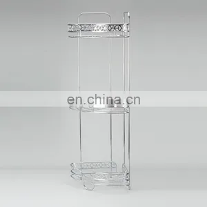 Factory Diamond Series Modern Design Iron Wire 3 Tier Standing Bathroom Storage Caddy Corner Shelf thumbnail-3