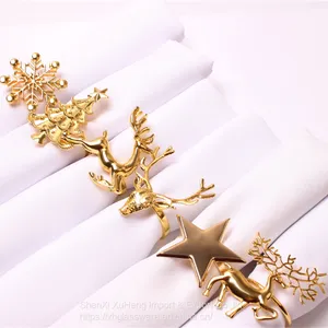 Xmas Table Decoration Metal Reindeer Horn Tissue Wedding Banquet Hotel Table Christmas Napkin Ring thumbnail-1