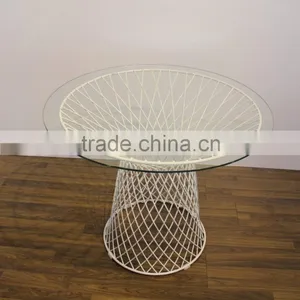 Glass Top Steel Base Platner Table Coffee Table thumbnail-1