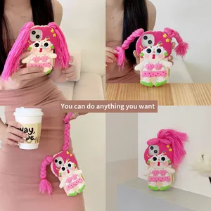 Cartoon Ugly Girl Pigtails Silicon Protective Shockproof Mobile Phone Accessories Cover Case For IPhone 11 12 13 14 15 Pro Max thumbnail-2