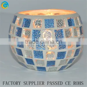 Colored Handmade Round Crackle Mosaic Glass Candle Holders Vintage Candle Jars Quality Choice Supplier's Choice thumbnail-4