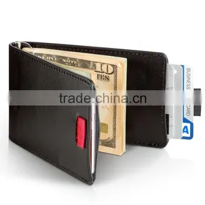 Bifold Money Clip With Card Sot Slim Leather Money Clip Wallet for Men thumbnail-1