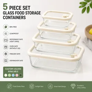 Tempered Glass Lid Food Storage Containers With Steam Vent Silicone Seal for Meal Prep Storage Microwave Freezer Oven Use thumbnail-1