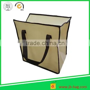 Strong Sewing Box Type / Square Bottom Light Yellow Nonwoven Handle Bag Ziplock thumbnail-2