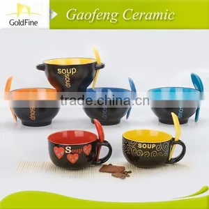 Eco-Friendly,Heat Resisted,Eco-friendly Feature and Mugs Drinkware Type 16oz Crooked Ceramic Soup Mug With Fresh Decal thumbnail-4