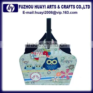 PU Leather Printing Design Photo Wooden Storage Basket Hanging Basket Chain thumbnail-1