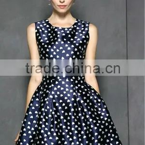 100% Polyester Sleeveless Heart Printed Summer Dress 2014 With Good Lining thumbnail-2