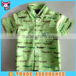 Short Sleeve Shirts Kid Garment Fashion Formal Cotten Collar Children Crocodile Printing Shirt thumbnail-1