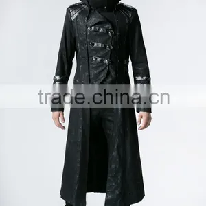 Y-364 Top Sale Stylish Black Men Gothic Long Winter Coat thumbnail-6