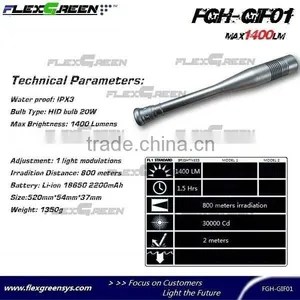 High Quality Xenon 20W HID Rechargeable Baton Flashlight thumbnail-2