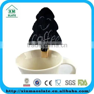 Tree Shape Dark Black Slate Tag Clip thumbnail-1