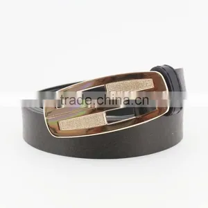 2015 Designer Black PU Ladies Leather Belt With Gold Buckles for Jeans in Yiwu thumbnail-2