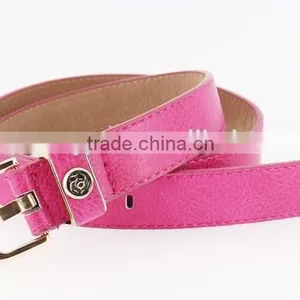 2015 Women's Fashion Pink PU Leather Belts Women With Smooth Gold Buckle Belt thumbnail-6