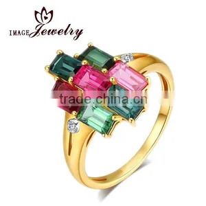 Latest Design Gold Plated Prong Setting CZ Diamond Fashion Brass Wedding Ring thumbnail-1