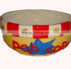 Handpainted Ceramic Popcorn Bowl thumbnail-1
