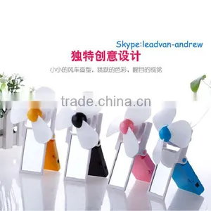 New Creative USB and Battery Dual USE Handheld Mini Mirror USB Fan thumbnail-4