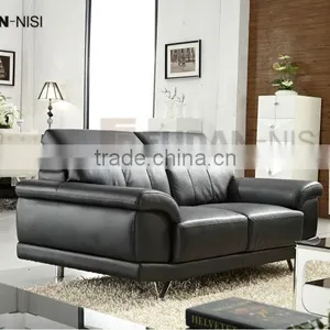 Italy Black Genuine Leather Sectionals Sofas thumbnail-4