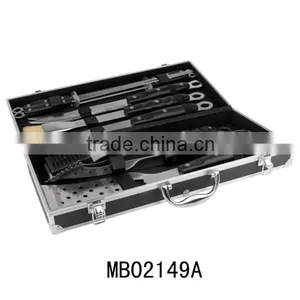 10PCS S/S PLASTIC BBQ TOOLS POM HANDLE WITH ALUMINUM BOX thumbnail-1