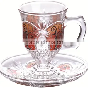 Glass Cup Set, High Quality Coffee Set, Bulk Tea Cups and Saucers Cheap thumbnail-3