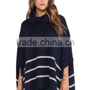 Ladies Striped Turtleneck Pullover Sweater thumbnail-4
