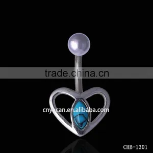 Vibrating Piercing Jewelry Turquoise Heart Love Infected Navel Piercing thumbnail-1