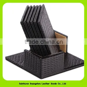 China Supplier Economic Square Pu Leather Coaster Wholesales Price 16035 thumbnail-3