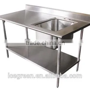 2-Tier Stainless Steel Table With Sink thumbnail-1