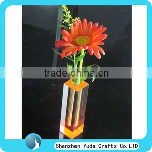 Wedding Gifts Clear Vase, Acrylic Yellow Vase For Promotion, Handmade Colored Glass Vase thumbnail-1