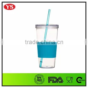 24oz Bpa Free Reusable Clear Plastic Cups With Straw thumbnail-1