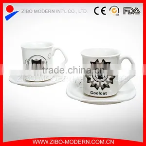 Wholesale Custom Logo Ceramic Espresso Coffee Mug Cup Porcelain Saucer thumbnail-1